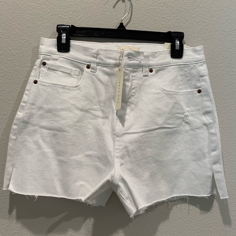 NWT Copper Key White Denim Jean Shorts Raw Hem Jorts